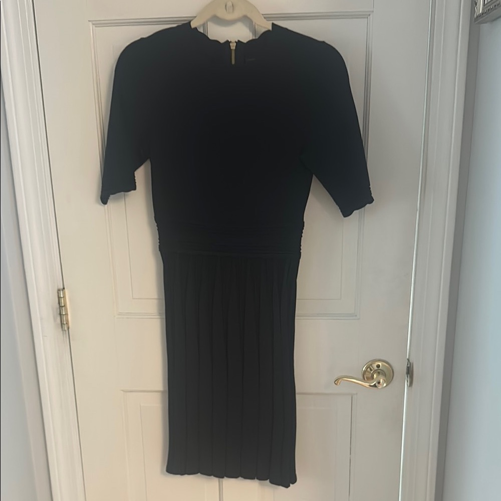 Ted Baker Black Ribbed Midi Dress with Short Sleeves